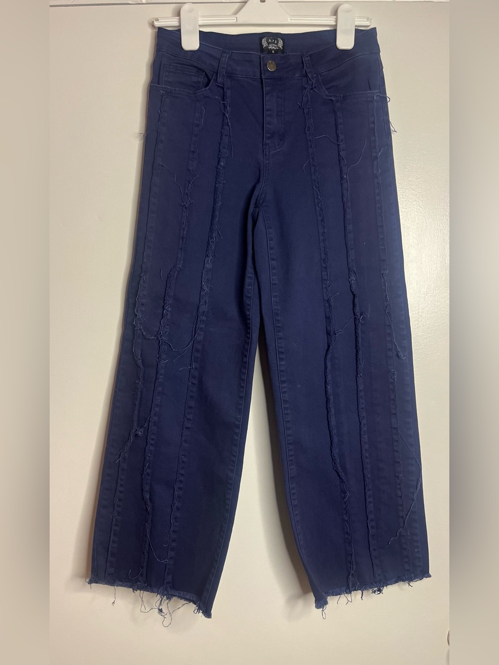 A.Z.I. New York frayed exposed seam wide leg Jeans